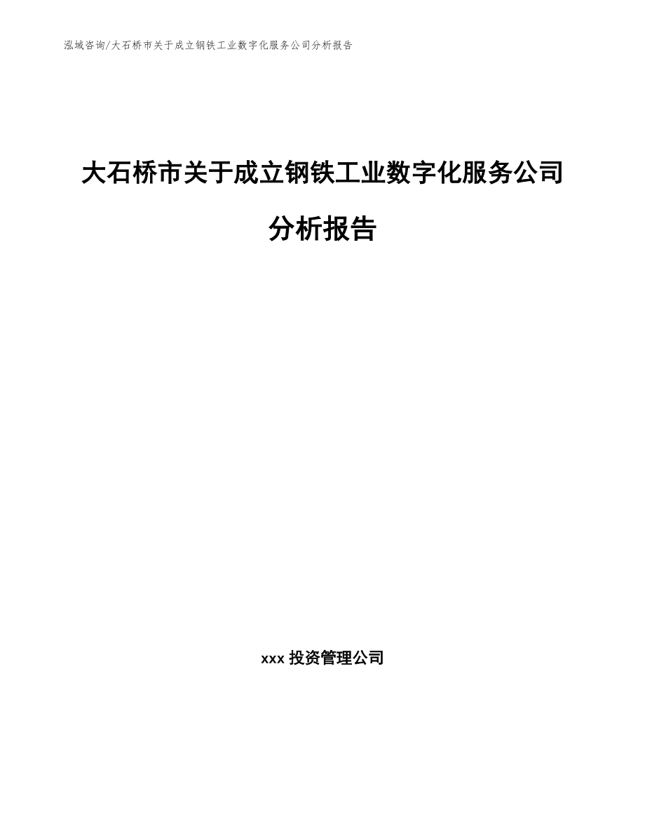 大石桥市关于成立钢铁工业数字化服务公司分析报告【模板范文】_第1页