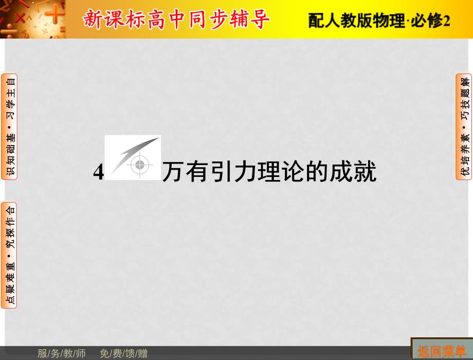 高中物理 第6章 万有引力与航天 4 万有引力理论的成就课件 新人教版必修2_第1页