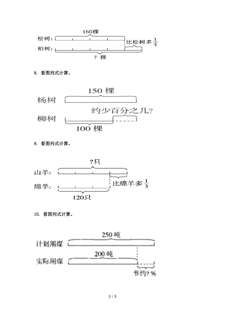 沪教版小学六年级下册数学看图列方程假期专项练习题_第3页