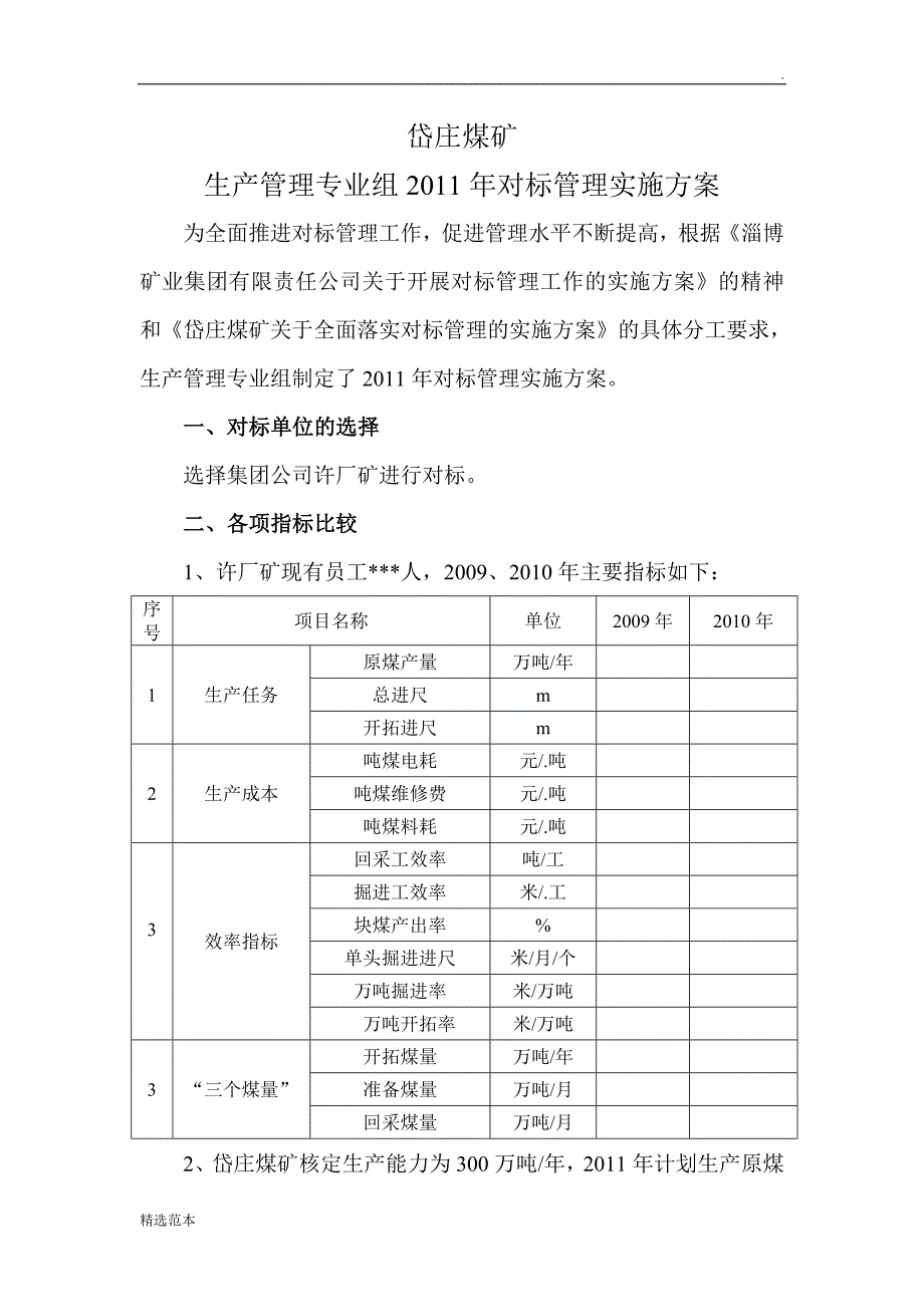 生产管理专业组对标管理实施方案_第2页