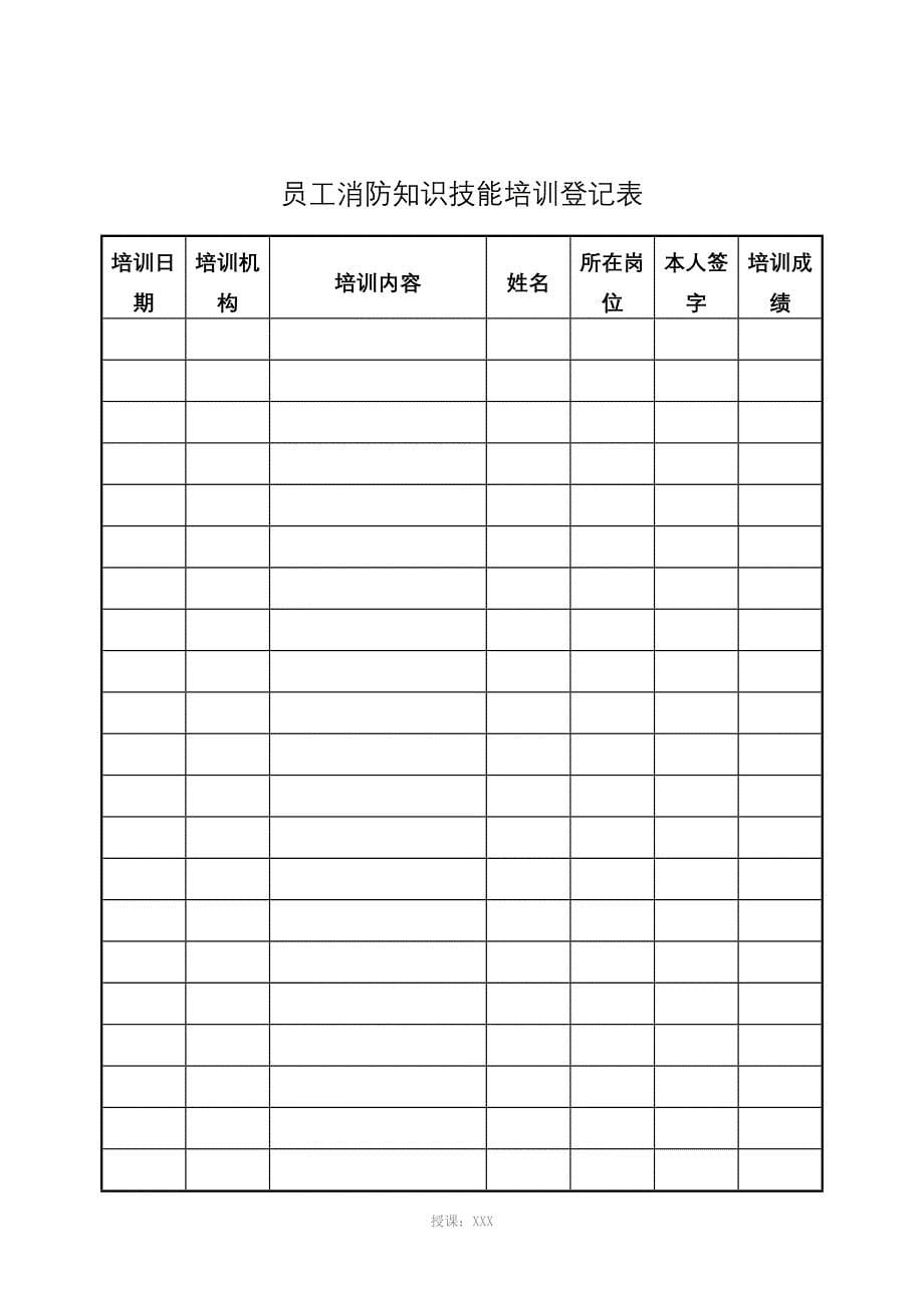 幼儿园消防检查各种表格记录_第5页