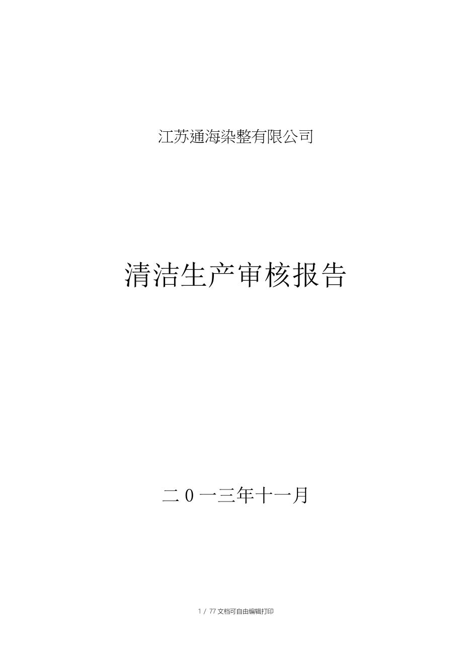 江苏染整有限公司清洁生产审核报告_第1页