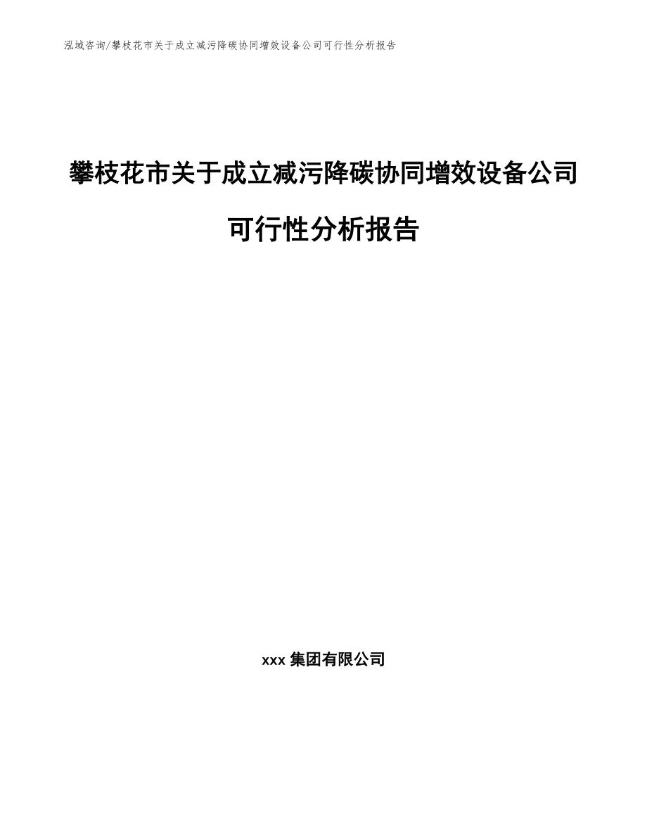 攀枝花市关于成立减污降碳协同增效设备公司可行性分析报告参考模板_第1页