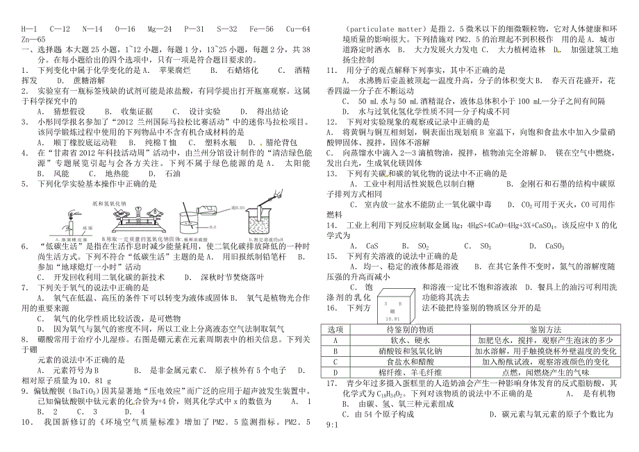 2012年甘肃兰州中考化学试题及答案[1]4.doc_第1页