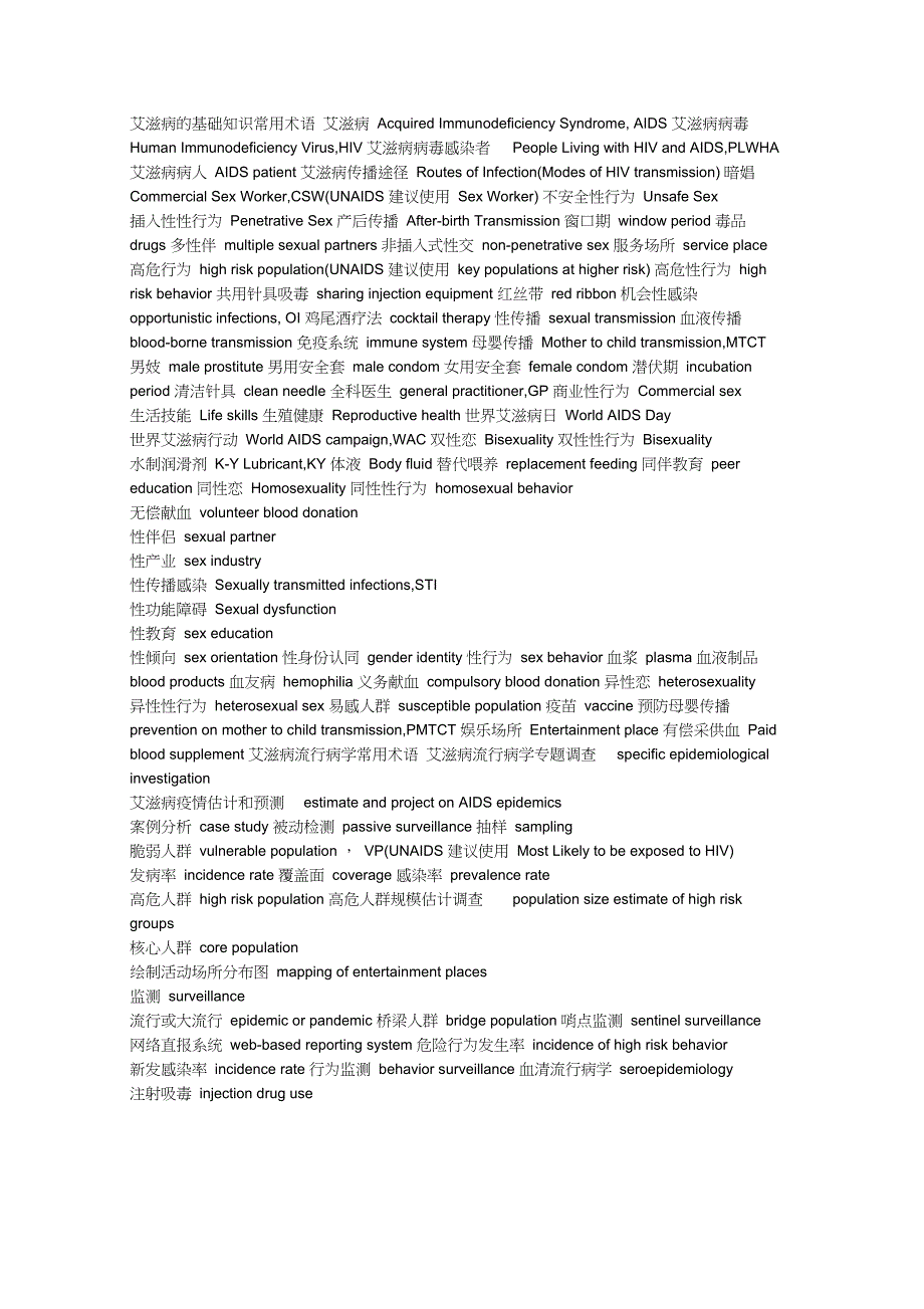 艾滋病防治常用术语手册_第1页