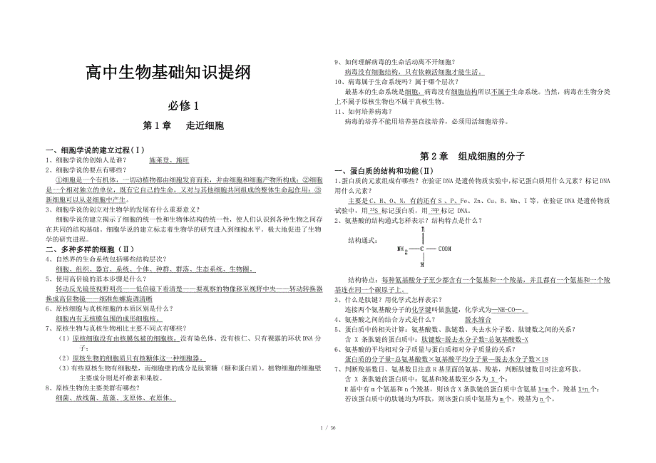 高中生物基础知识提纲汇总_第1页