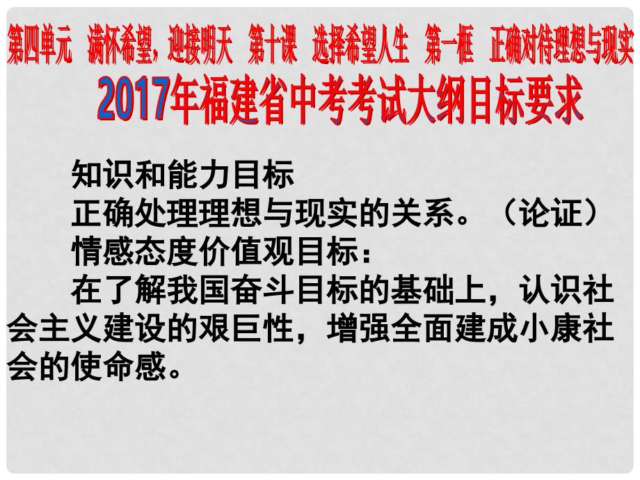 福建省惠安县中考政治 专题复习二十五 选择希望人生课件_第2页