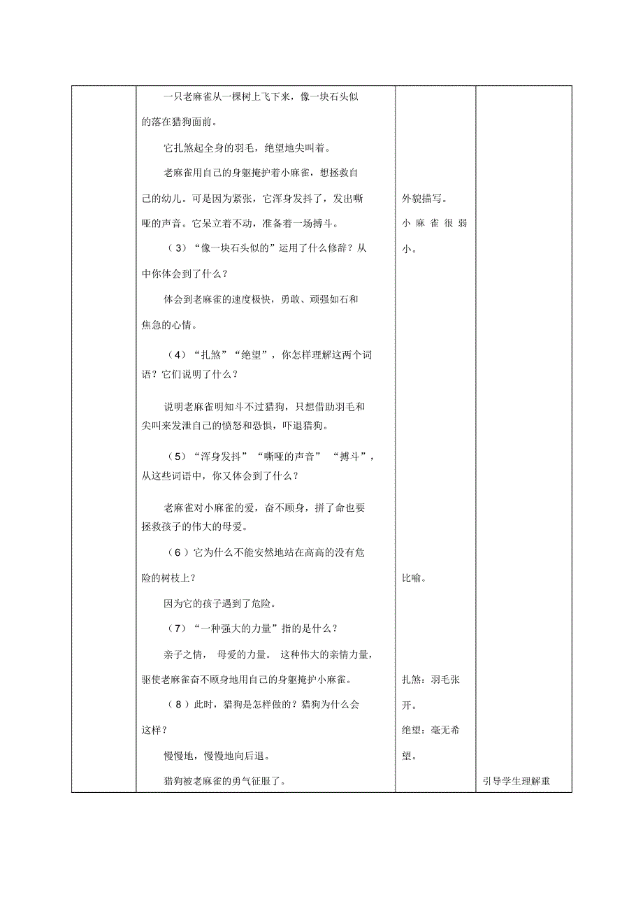 《麻雀》优秀教案1_第4页