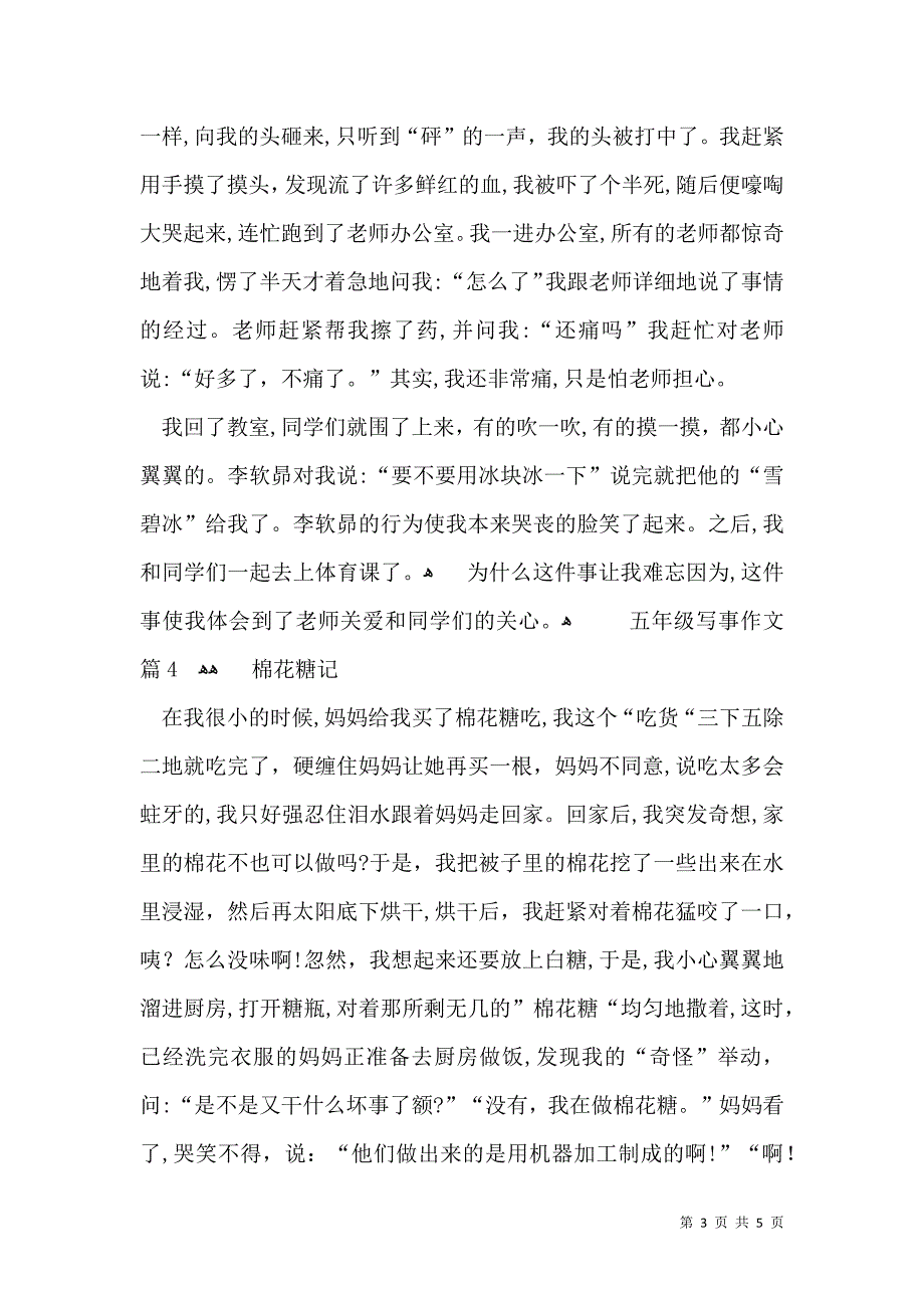 有关五年级写事作文合集五篇_第3页