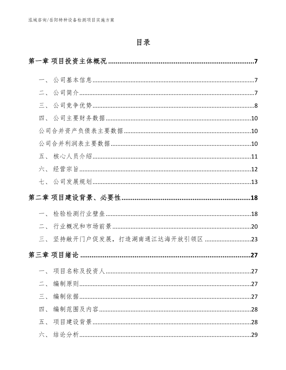 岳阳特种设备检测项目实施方案（模板范文）_第1页