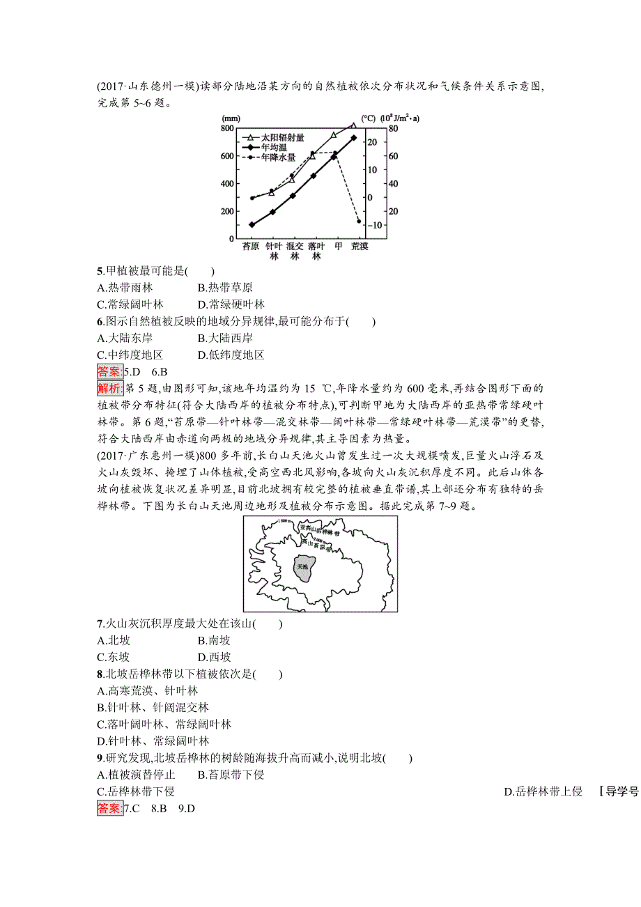 高考地理课标版二轮复习：专题突破练12　自然地理环境的差异性 Word版含解析_第2页