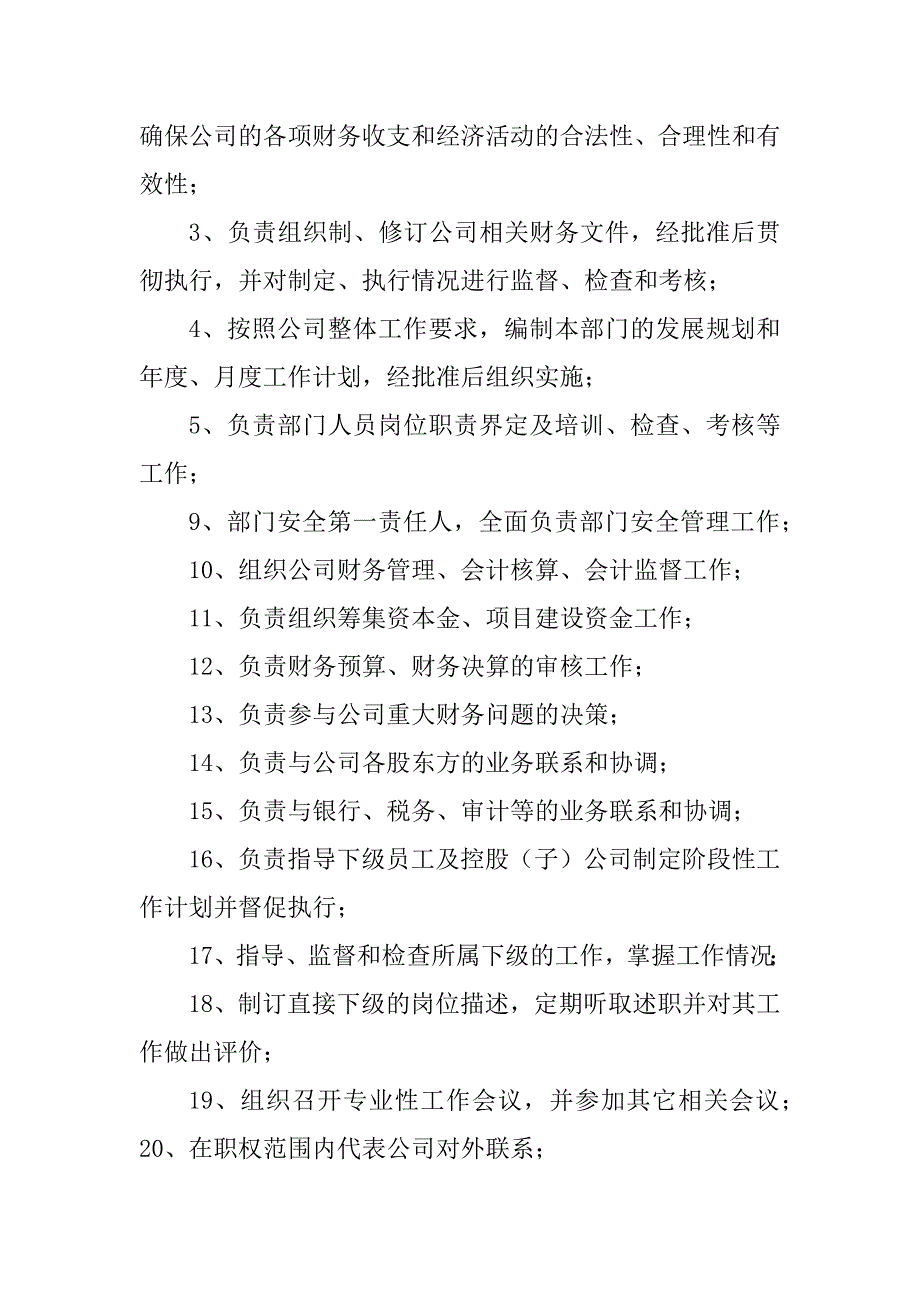 2023年财务管理部部门职能及各岗位职责_第2页