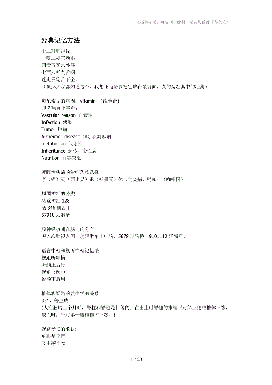 医学经典记忆方法_第1页