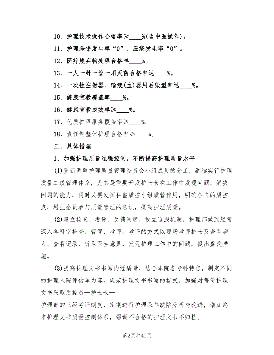 医院护理部工作计划精编(12篇)_第2页