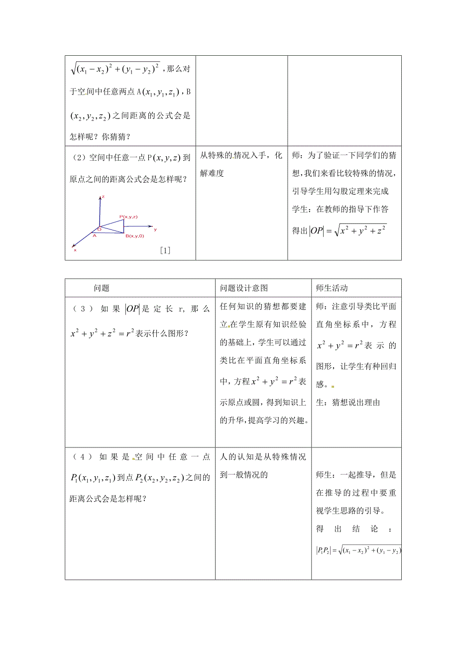 北师大版高中数学必修四：2.3空间直角坐标系2教案_第2页