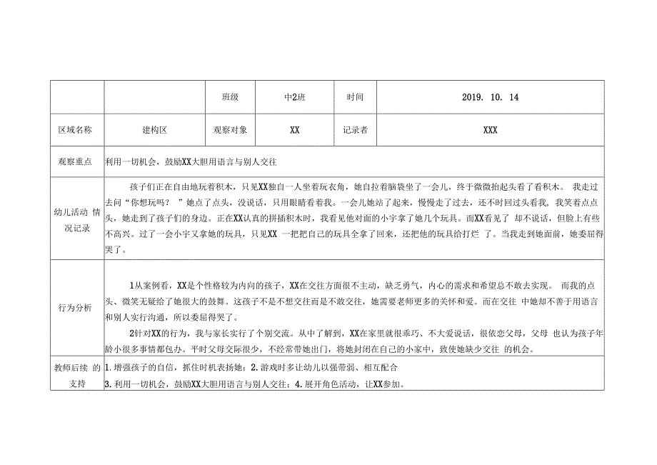 中班区域活动观察记录表_第1页