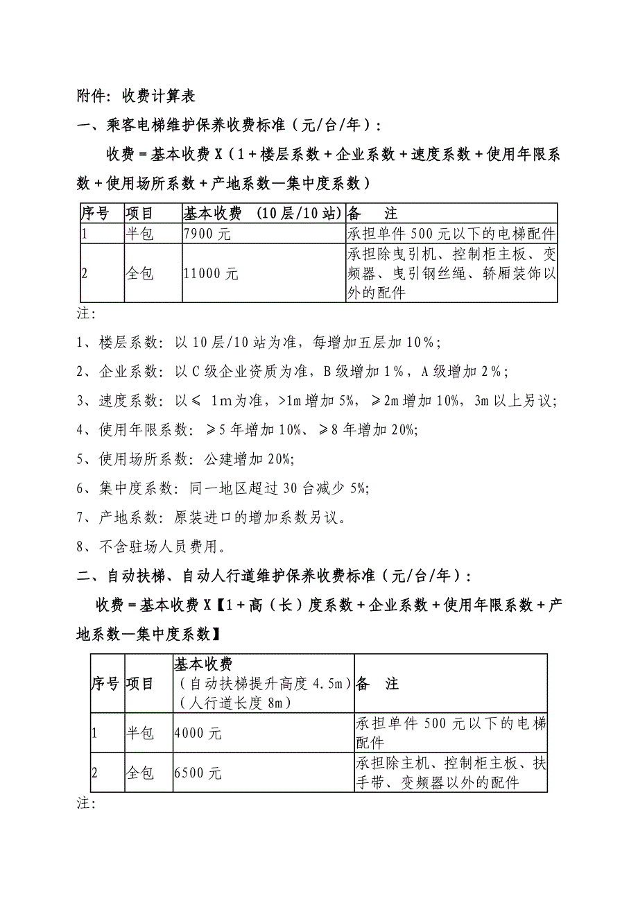 电梯日常维保收费标准(商会)_第2页