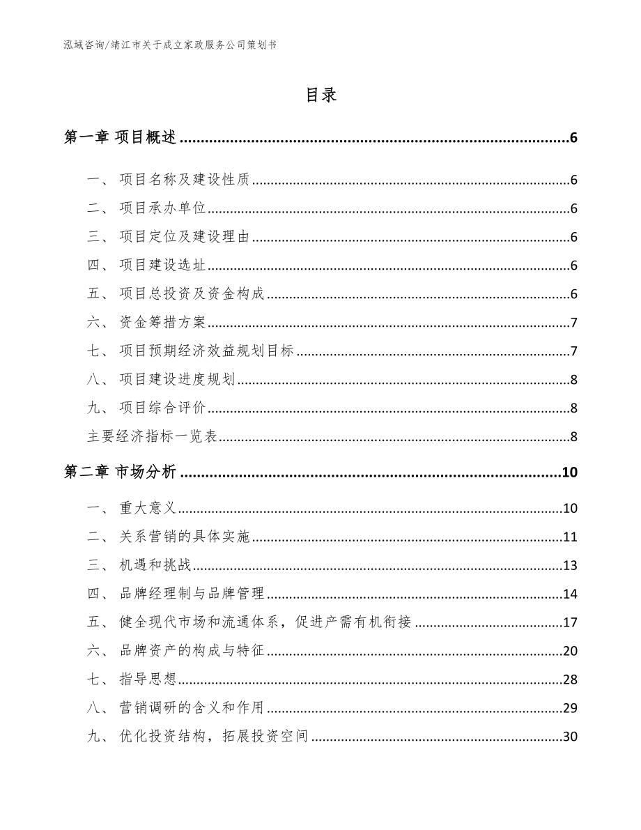 靖江市关于成立家政服务公司策划书范文_第1页