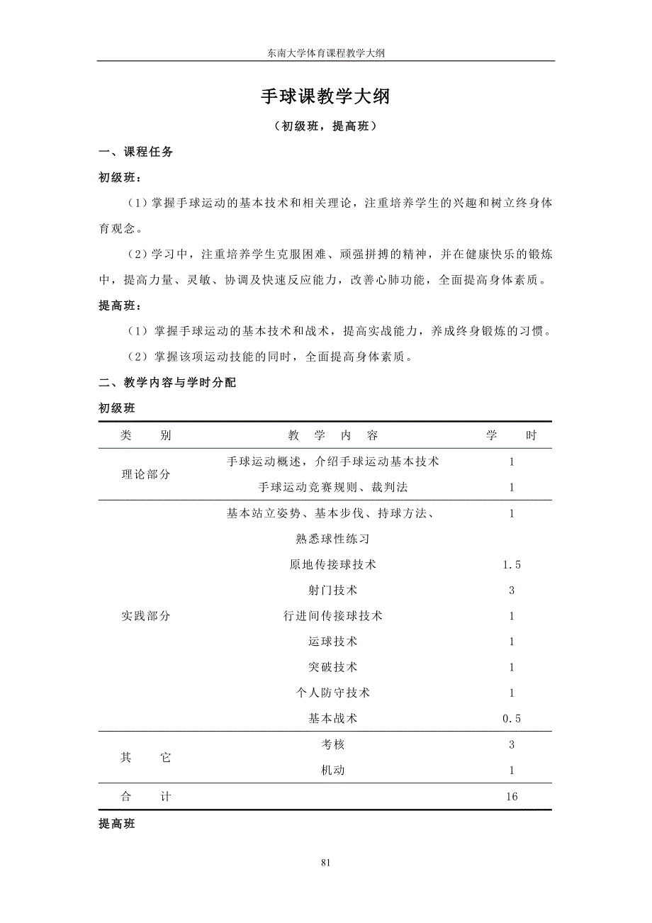 手球课教学大纲_第1页