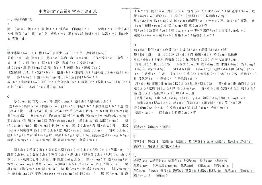 2023年初中语文常用字音字形_第1页