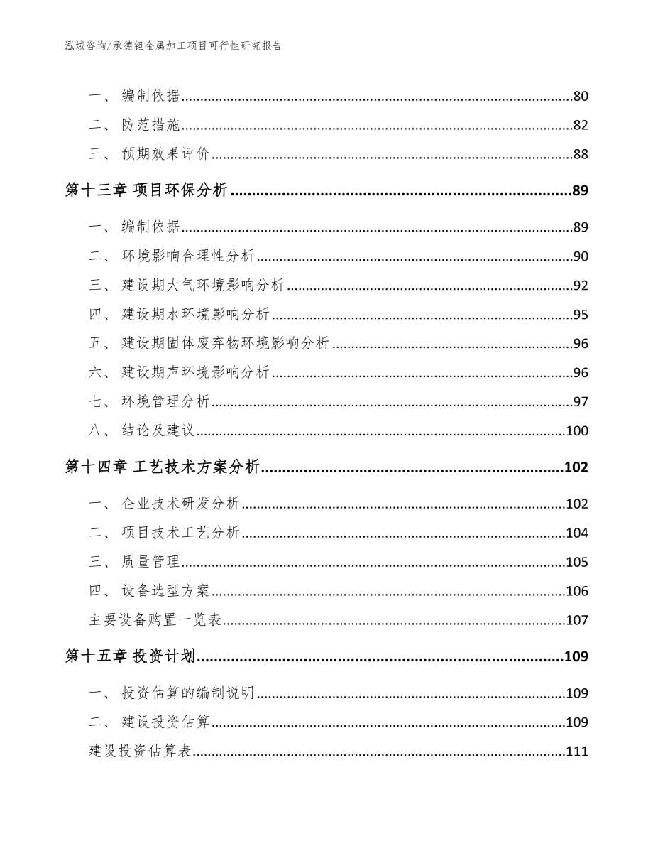 承德钽金属加工项目可行性研究报告（模板范文）_第5页