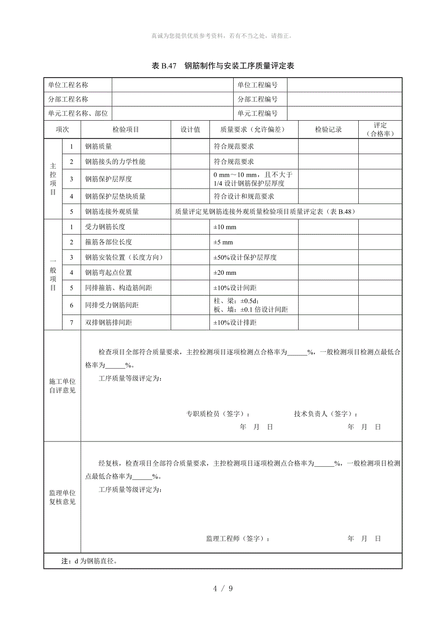 现浇混凝土压顶单元工程质量评定表_第4页