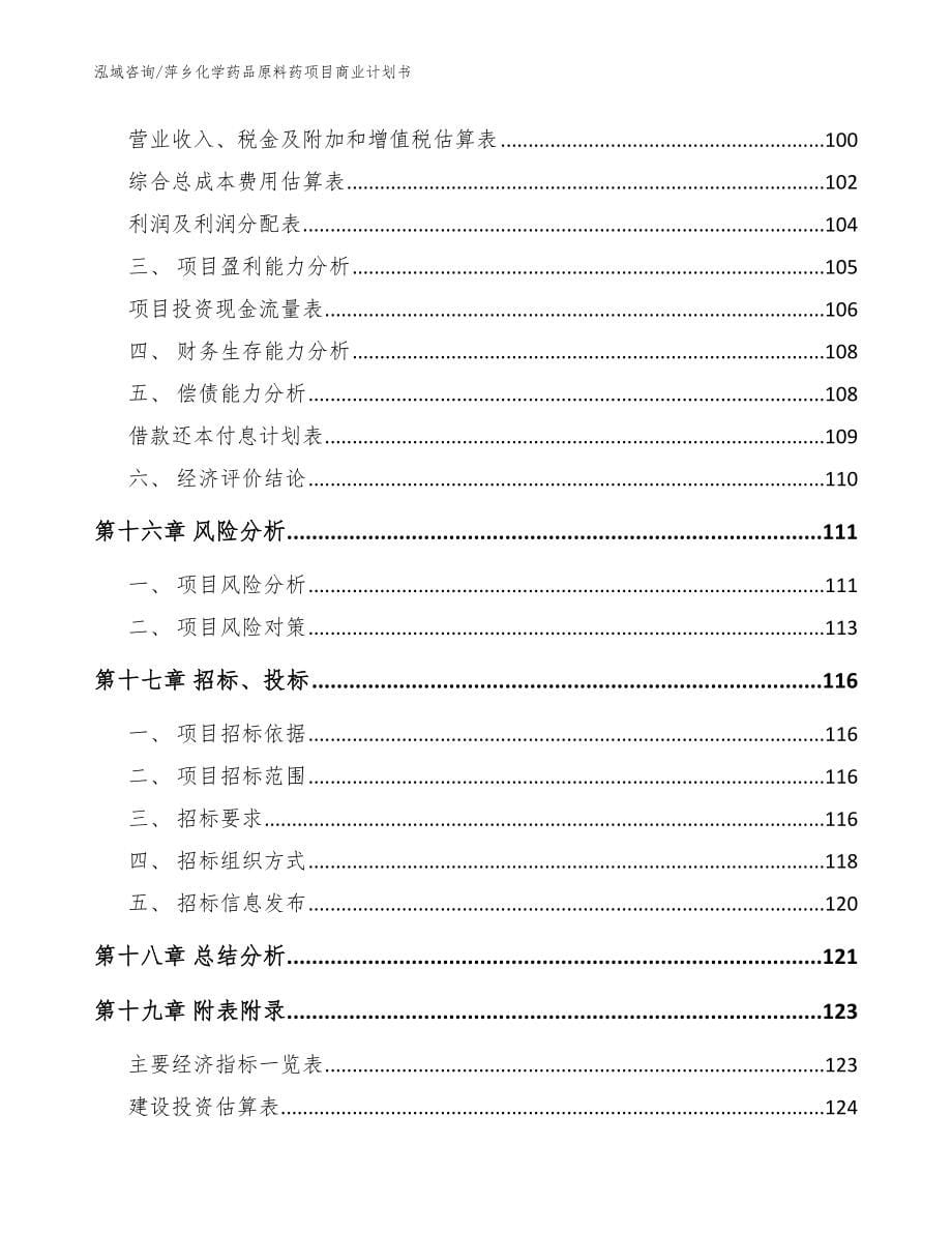 萍乡化学药品原料药项目商业计划书（模板范文）_第5页