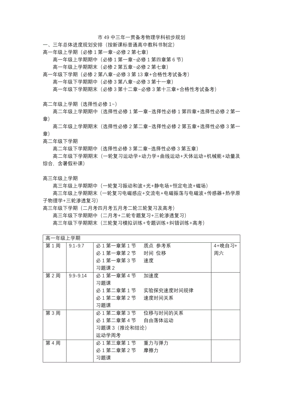 市49中物理三年一贯学科计划（按新教材与合格考编写）初步.docx_第1页