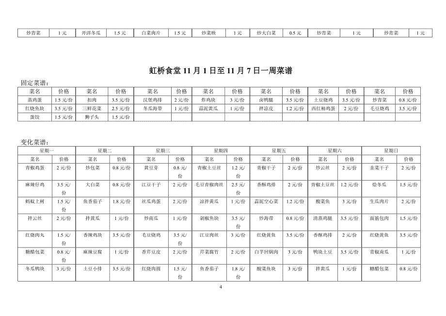 丁家桥一食堂11月1日至11月7日一周菜谱.doc_第4页