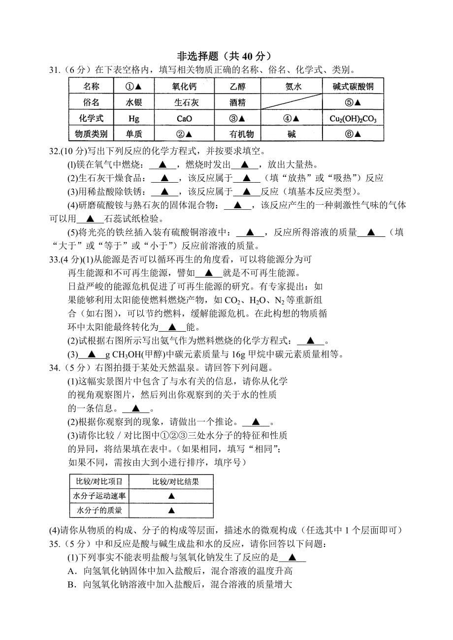 2015年苏州市高新区初三化学模拟试题及答案_第5页