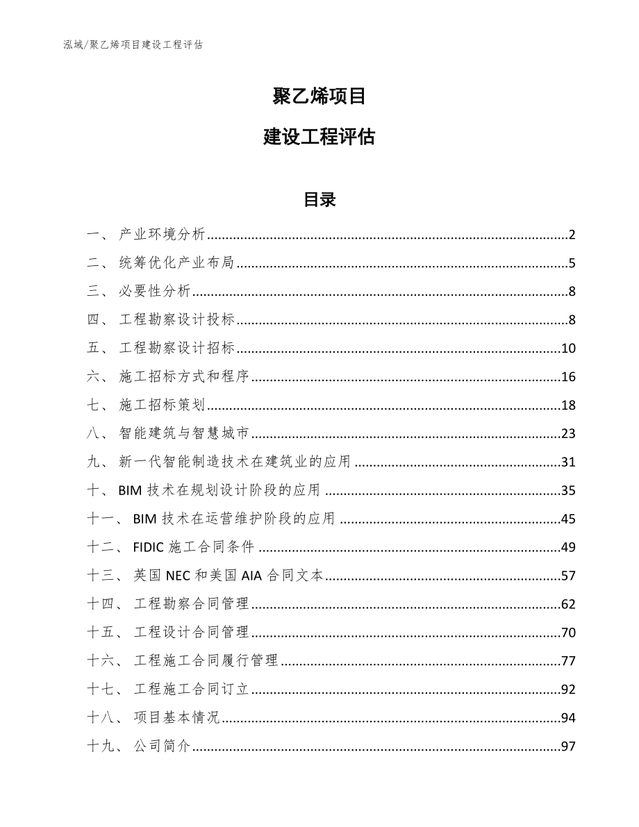 聚乙烯项目建设工程评估（参考）_第1页