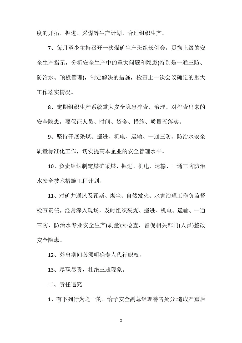 煤矿安全副总经理安全生产责任制_第2页