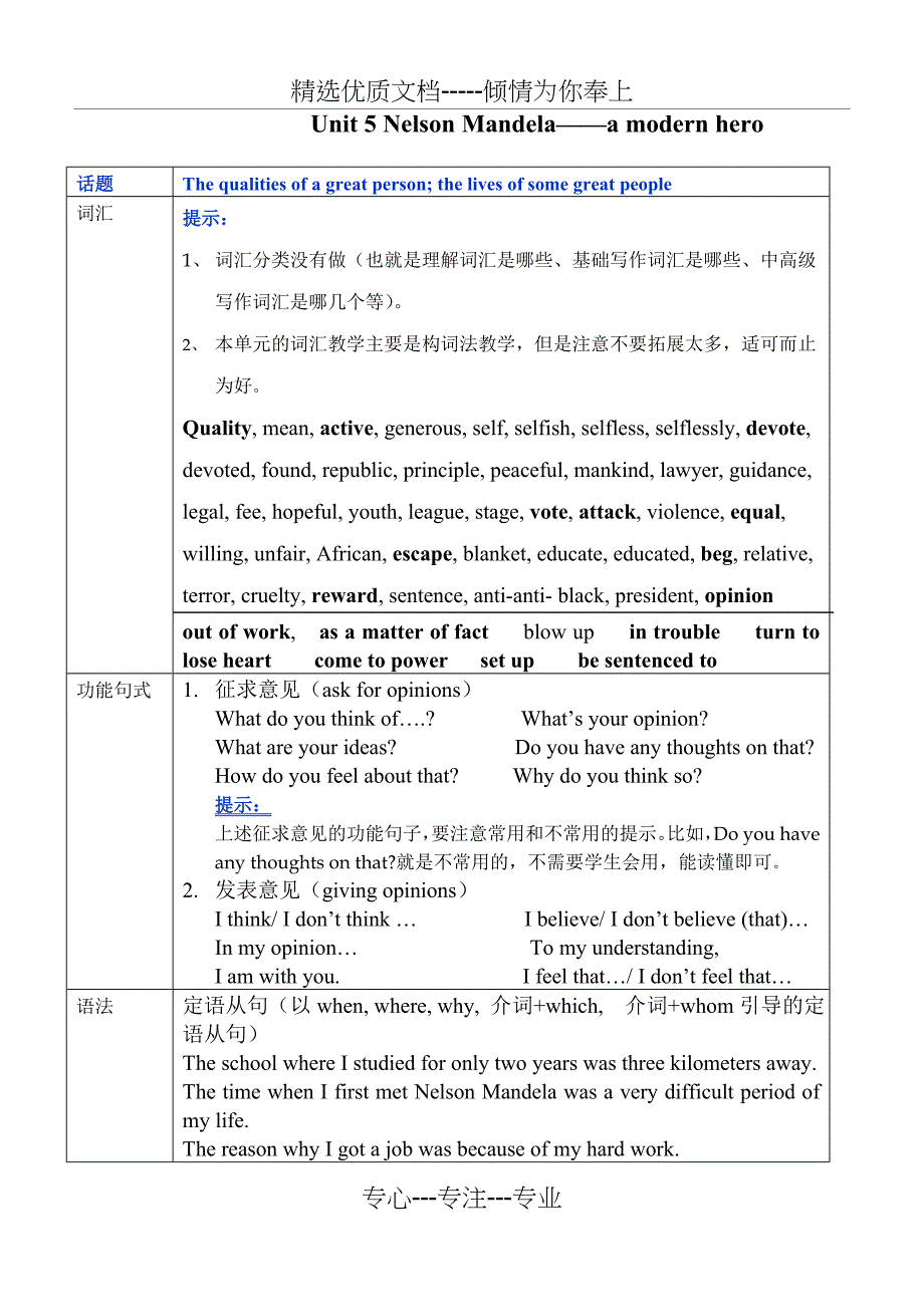 人教版高中英语必修一-Unit-5教案_第1页