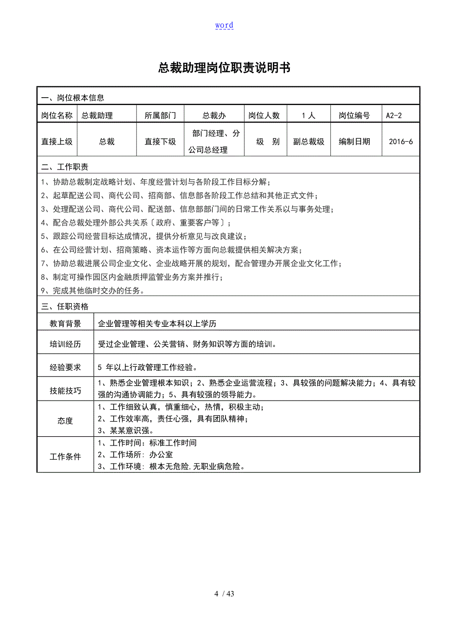 公司管理系统各部门组织架构与岗位职责现有人员_第4页