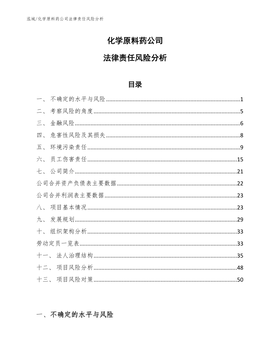 化学原料药公司法律责任风险分析_参考_第1页