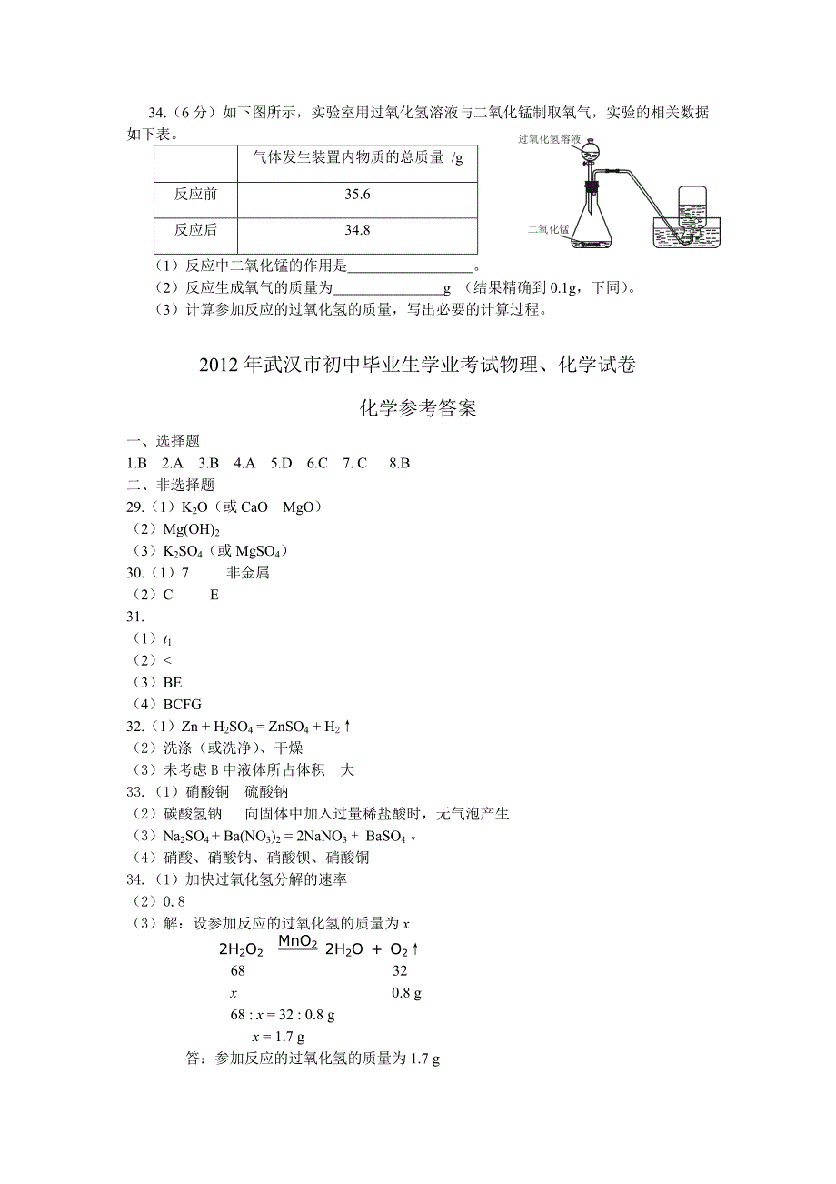 2012年武汉市中考化学试题及答案（word版）.doc_第4页