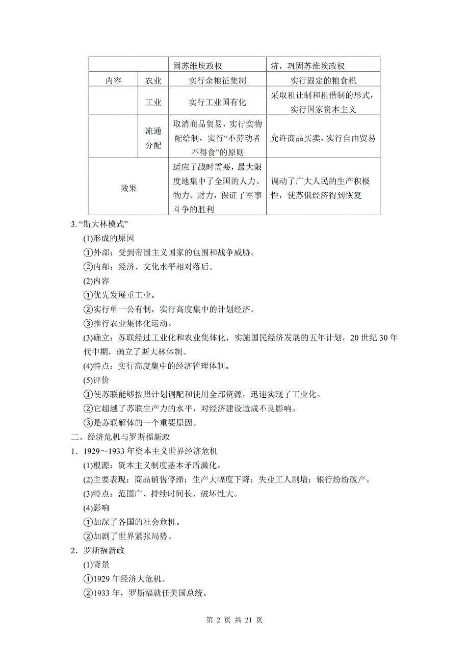 2014历史二轮专题复习与增分策略第一部分专题十　两次世界大战间的世界.doc_第2页