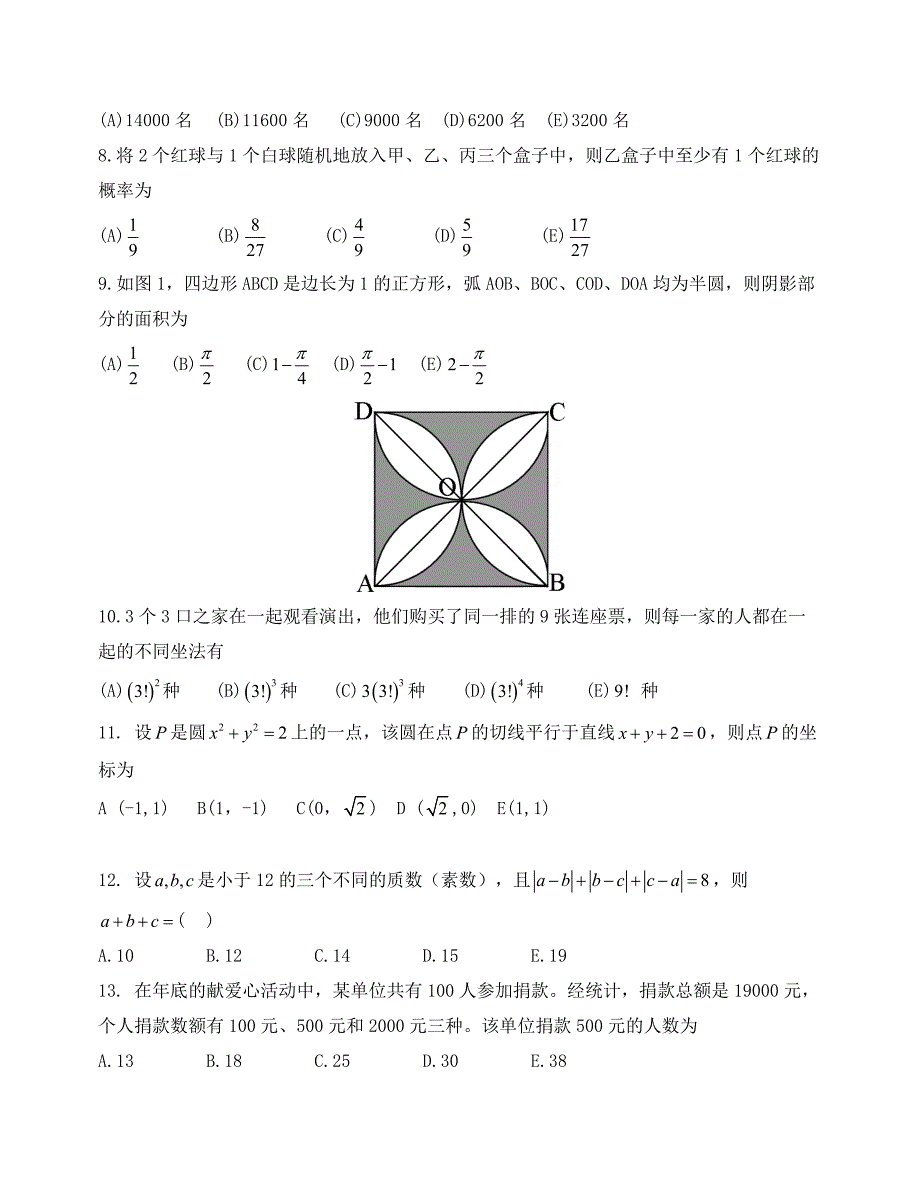 2011年1月MBA数学真题及解析_第2页