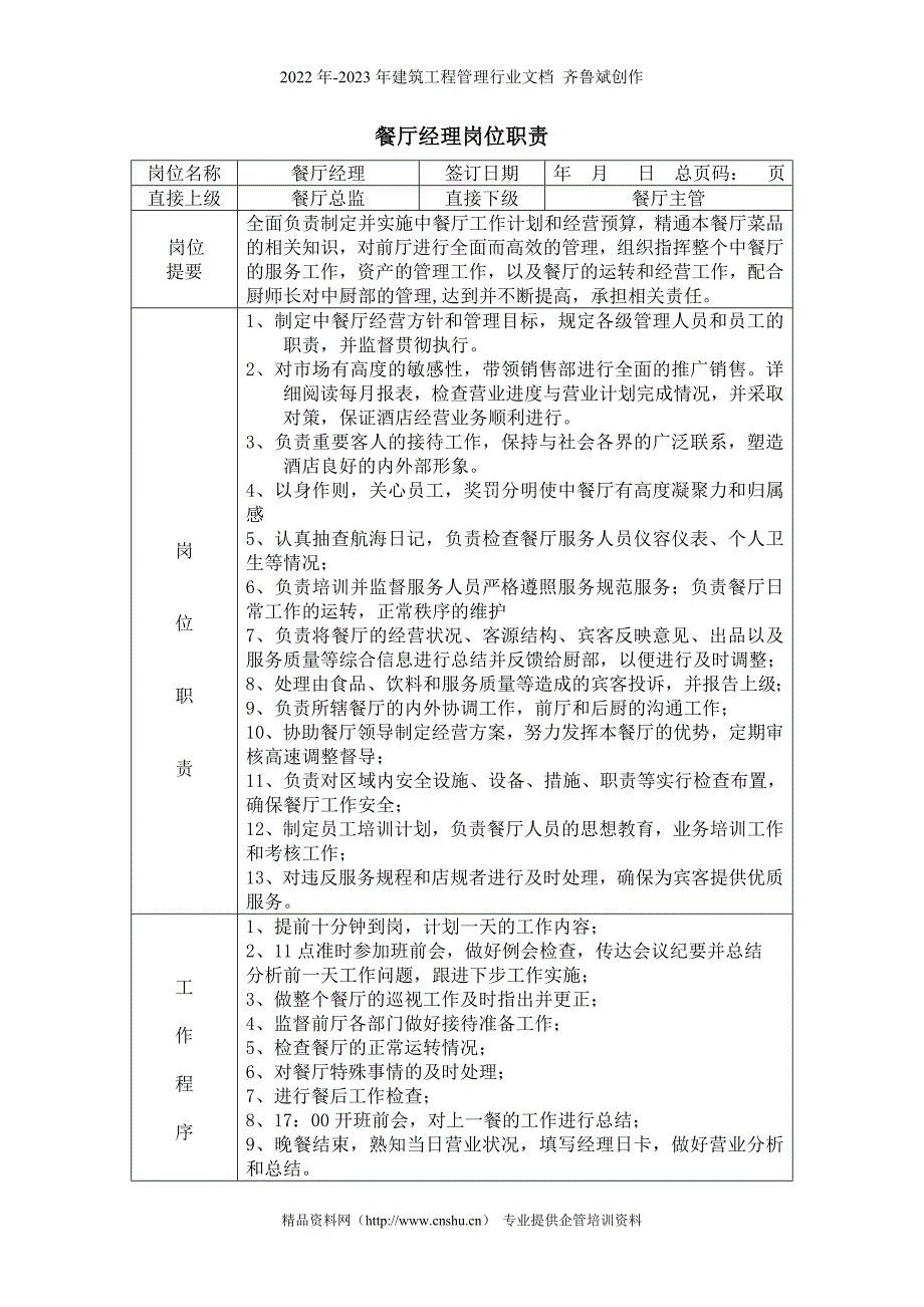 天财酒店岗位职责-happypjian_第1页
