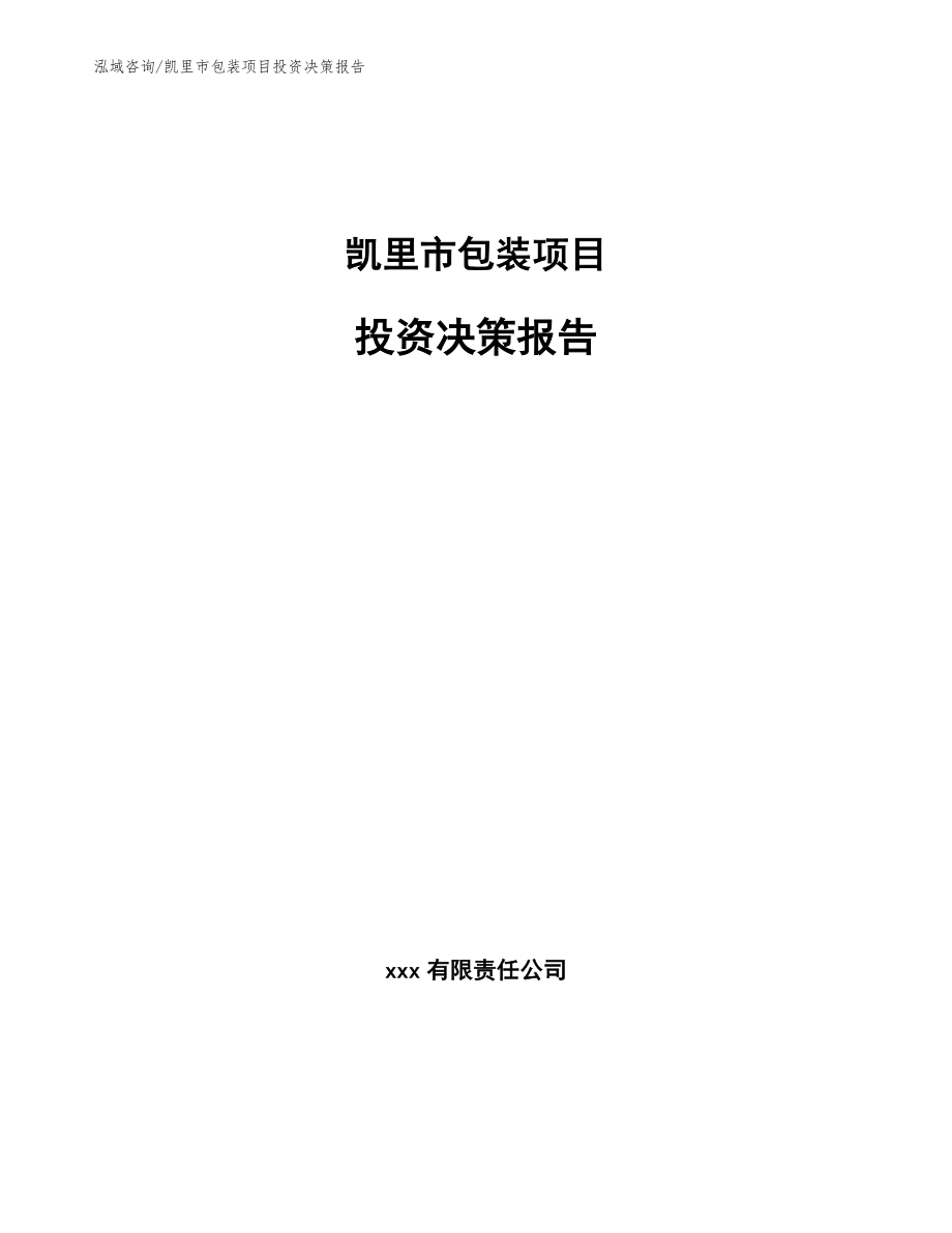 凯里市包装项目投资决策报告范文_第1页