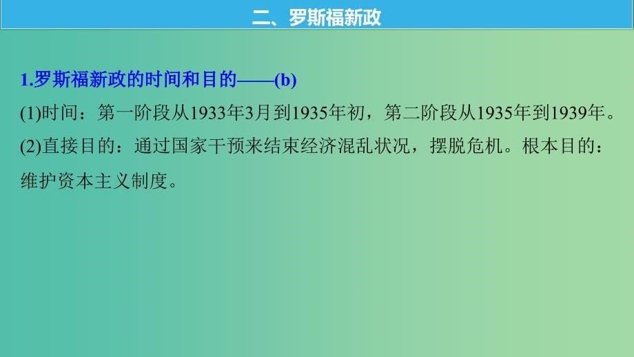 高考历史一轮总复习专题十四各国经济体制的创新和调整考点34“自由放任”的美国与罗斯福新政课件.ppt_第5页