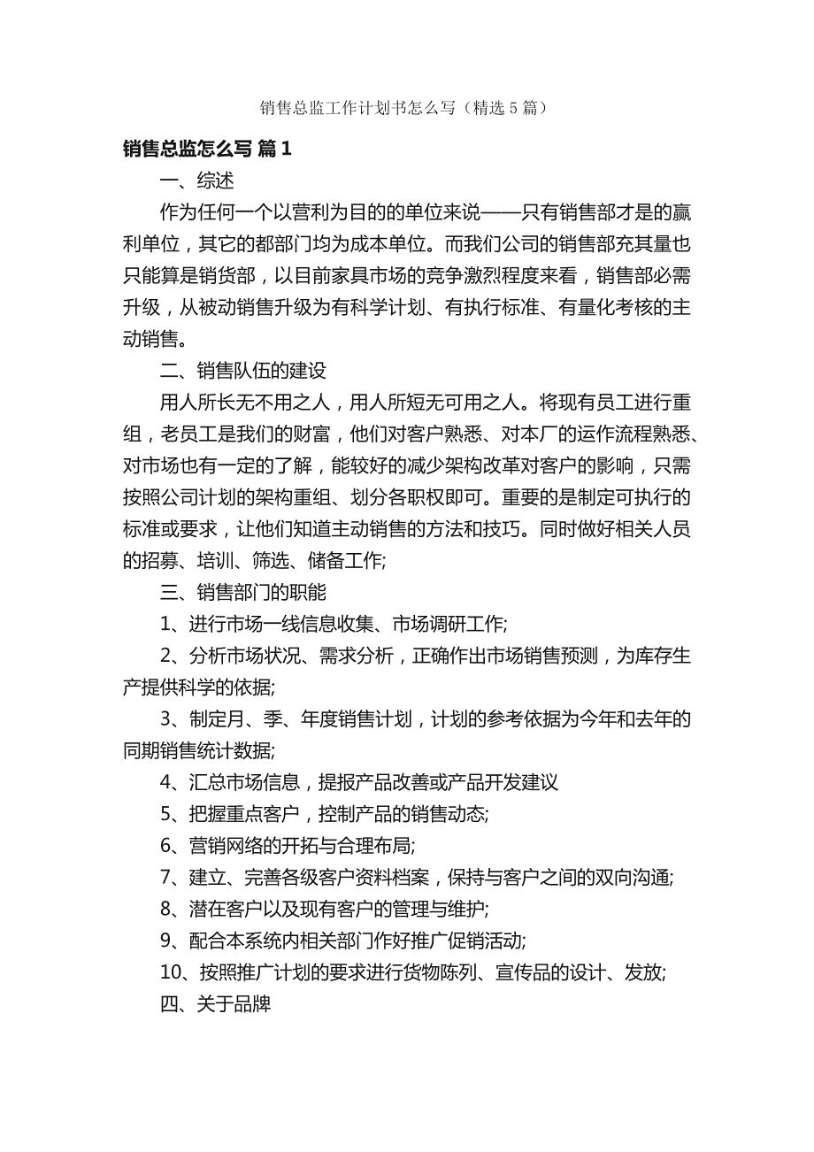 销售总监工作计划书怎么写（精选5篇）_第1页