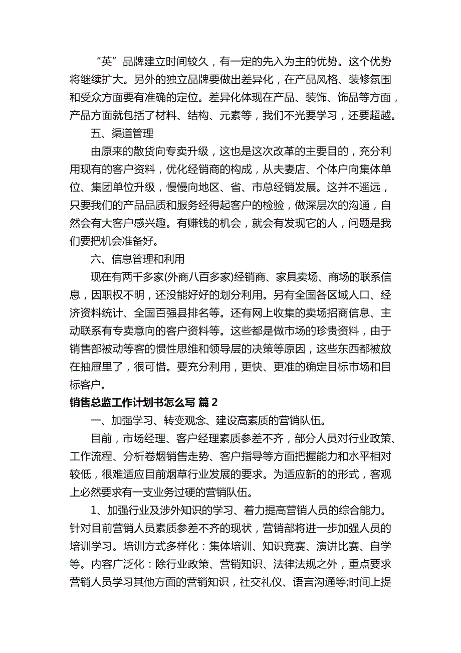 销售总监工作计划书怎么写（精选5篇）_第2页