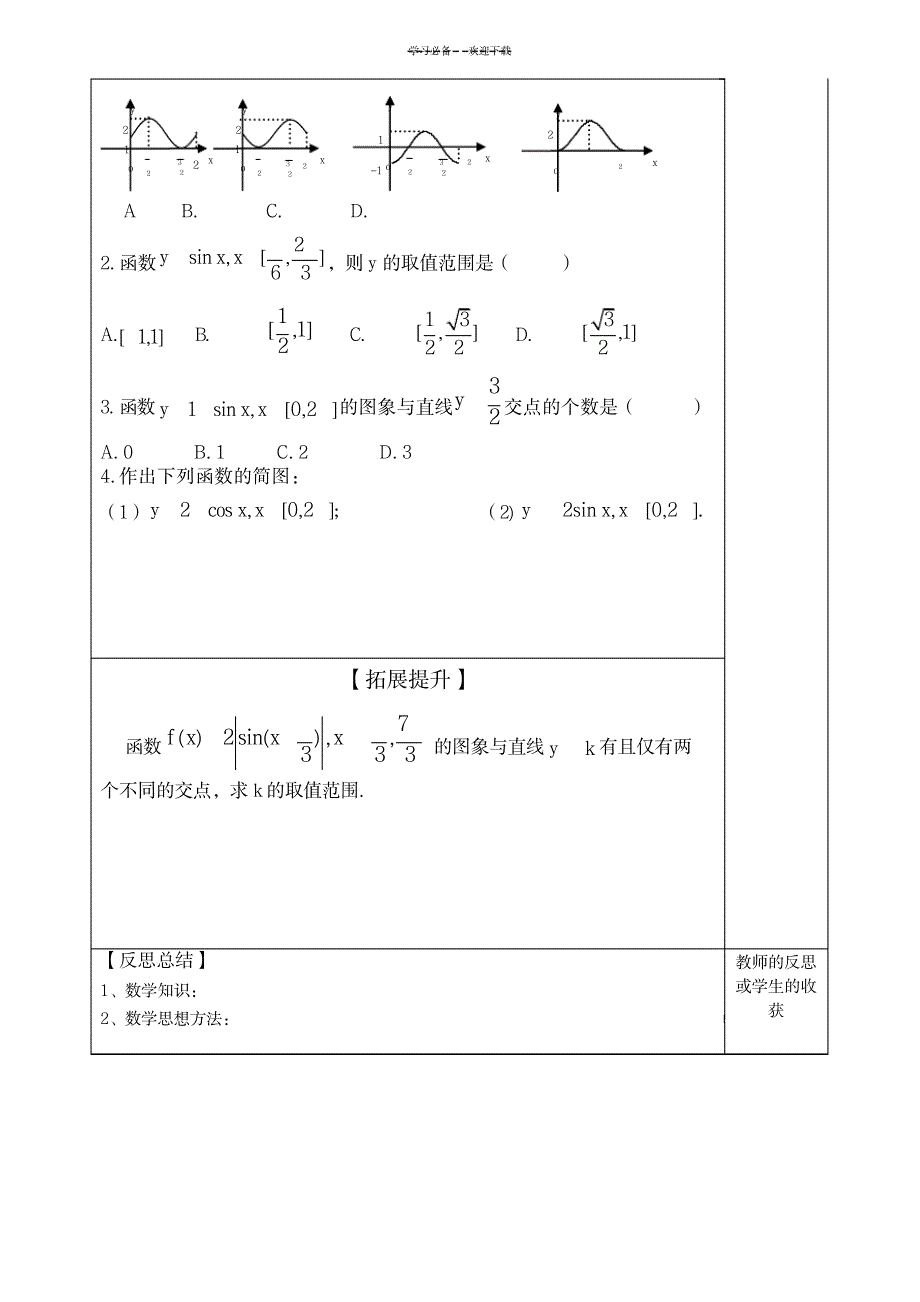 2023年正弦函数余弦函数的图象学精品讲义_第4页