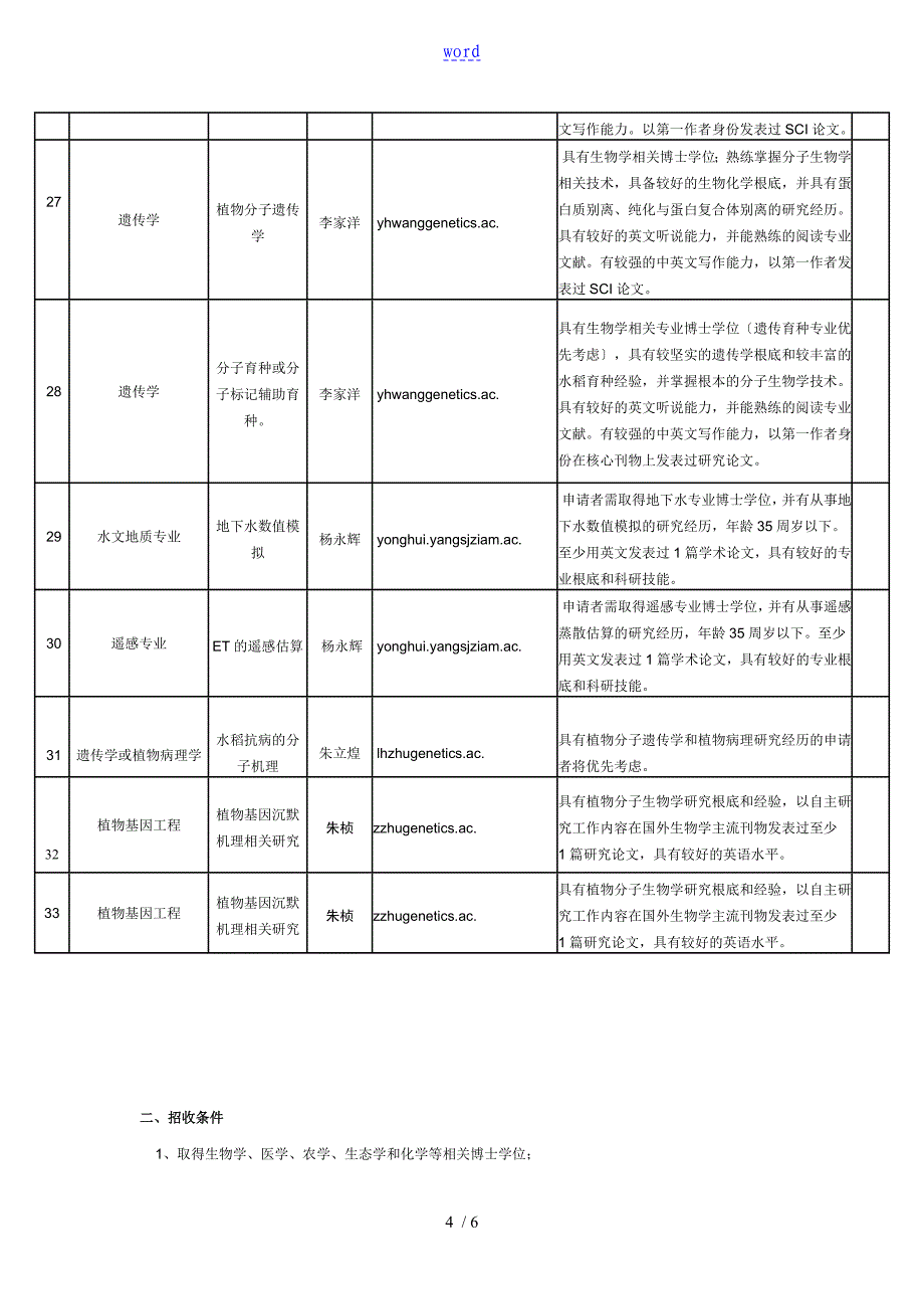 中国的科学院遗传与发育生物的学地地研究所博士后地地研究人员招收简章_第4页