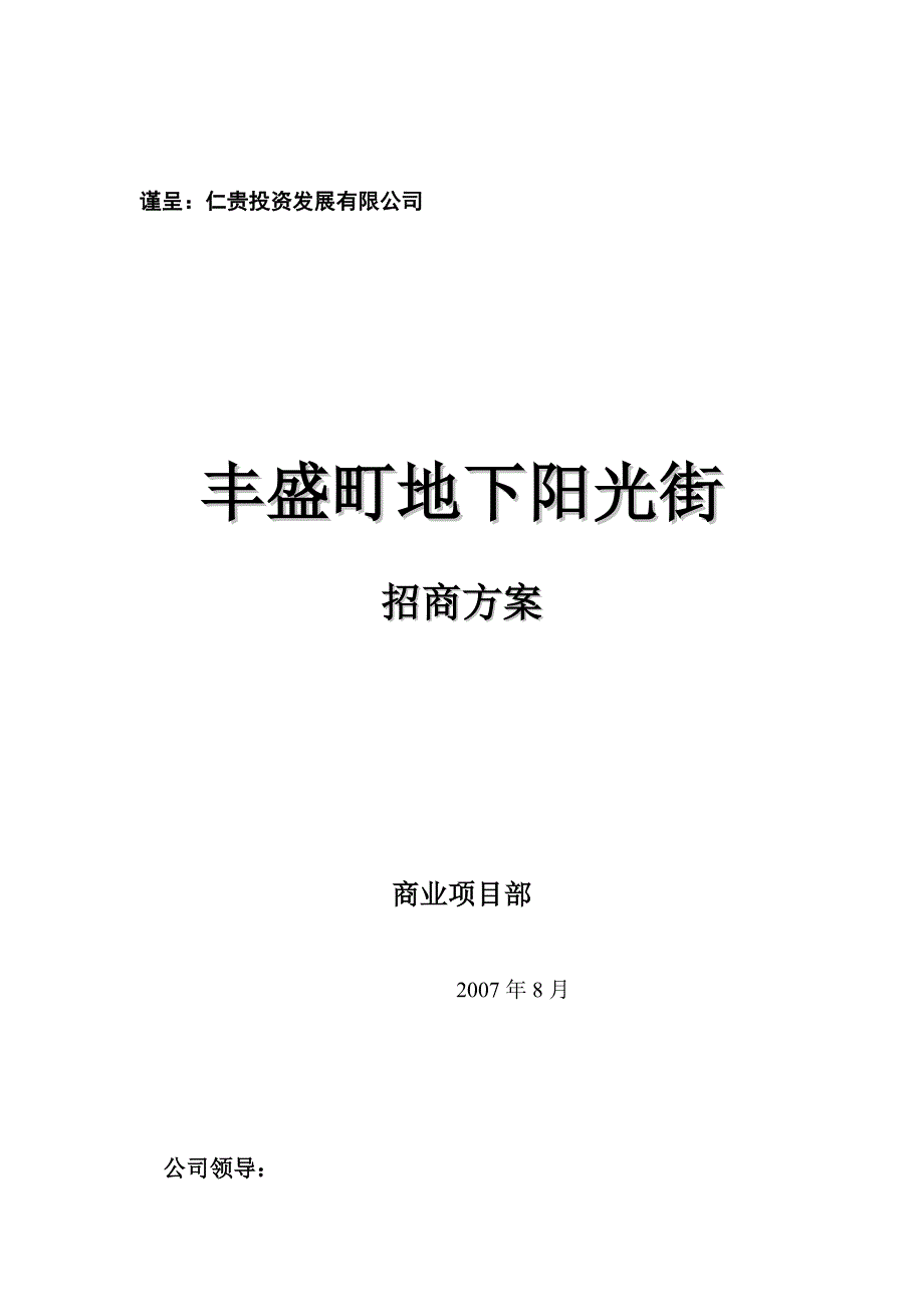 丰盛町地下阳光街招商方案_第1页