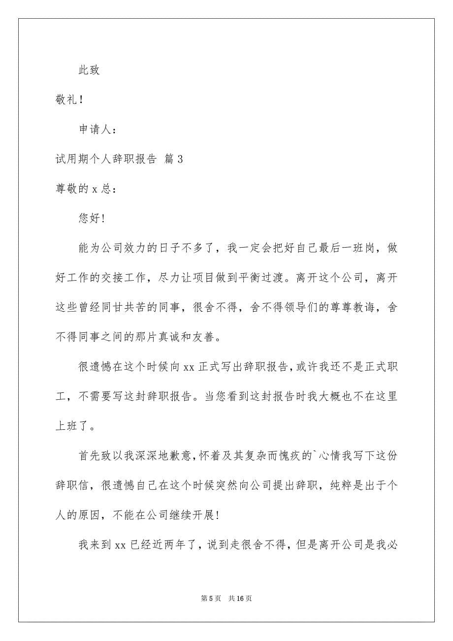 2023年试用期个人辞职报告范文汇总九篇.docx_第5页