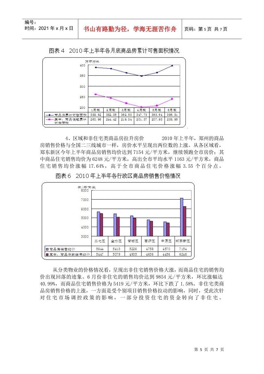 XXXX年上半年郑州市房地产市场运行情况942289256_第5页