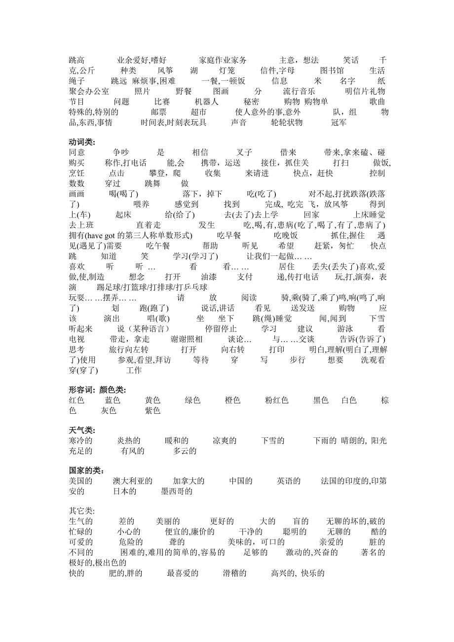 小学英语单词(分类表)听写_第3页