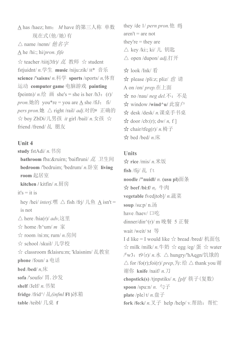 人教版四年级英语上册单词表_第2页